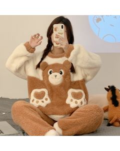 Winter Pajamas Women's Coral Fleece Thickened
