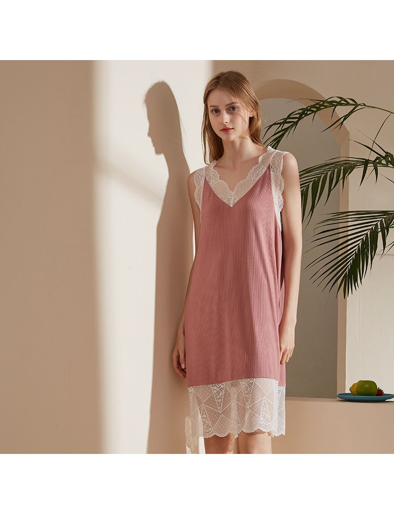 Mid-length Lace Sleeping Modal Cotton Homewear