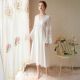 Long-sleeved V-neck Nightdress Embroidered With Cotton Gauze