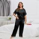 Ice Silk Pajamas Women's Summer Short-sleeved Trousers