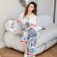 Fashion Summer Ice Silk Thin Section Korean Short-sleeved Trousers Suit Pajamas Cardigan Home Service