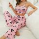 Two-piece Milk Silk Suspender Pajamas