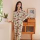 Cotton Brushed Pajamas Suit Printed Casual Loose Women's Pajamas Home Wear