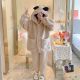 Thickened Warm Lamb Cashmere Pajamas Women's Casual Fashion Hood