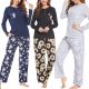 Women's FallWinter Long Sleeve Pants Printed Homewear Pajamas Suit