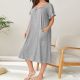 Women's Short Sleeve Loose Round Neck Pocket Home Wear Nightdress