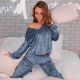 Striped Gold Diamond Velvet Long-Sleeved Pajamas Suit Women