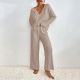 Women's Long-sleeved Trousers Two-piece Rib Thermal Home Wear Pajamas