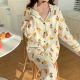 Cotton Yarn Pajamas Women's Home Clothes Cardigan Casual Long-sleeve Suit