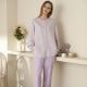 Pyjamas Female Korean Version Stripes Solid Color Simple Wind Comfortable Long Sleeve Set Cotton Home Wear Can Be Worn