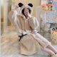 Cute Cartoon Hooded Lamb Wool Mid-length Nightgown