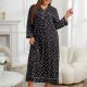 Women's Long Sleeve Plus Size Nightdress Can Be Worn Outside At Home