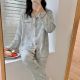 Women's Crepe Lapel Floral Pajamas Suit