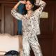 Women's Imitation Silk Ice Silk Pajamas Long Sleeve Suit