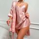 Plus Size Ice Silk Silk Nightdress Outerwear Gown Suit