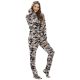 Ladies Flannel Camouflage Animal Print One-piece With Foot Cover