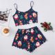 Christmas Old Printed Vest Camisole Top Shorts Home Wear Suit