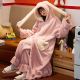 Coral Fleece Long Nightgown Long Ears Hooded Homewear Set