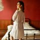 Long sleeve ice silk large casual Pajama nightdress