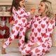 Valentine's Day Heart Printing Leisure Pajamas Pajamas Parent-child Suit