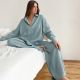 Autumn European And American Shirt Pajamas Double-layer Gauze Loose Shirt Trousers Two-piece Set