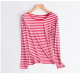 Navy Striped Round Neck Autumn Clothes Plus Size