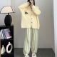 Thick Stripes Soft Panda Coral Fleece Home Wear Suit