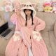 Coral Velvet Night-Robe Fleece-lined Long Section Cartoon Flannel Home Wear