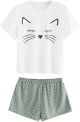 Summer Ladies Cat Casual Pajamas