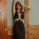 SILK PAJAMA Vintage Lace embroidery Halter Dress