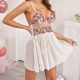 Women's Embroidered Strap Mesh Nightdress