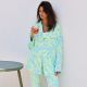 Printed Autumn And Winter Pajamas Long-sleeve Suit Loose Trousers Fashion Casual Artificial Silk Women's Home Wear