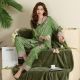 Ice Silk Pajamas Temperament Floral Long Sleeved Trousers Home Clothes Suit