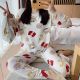 Three-piece Pajamas Women's Round Neck Long-Sleeved Cloth Bag