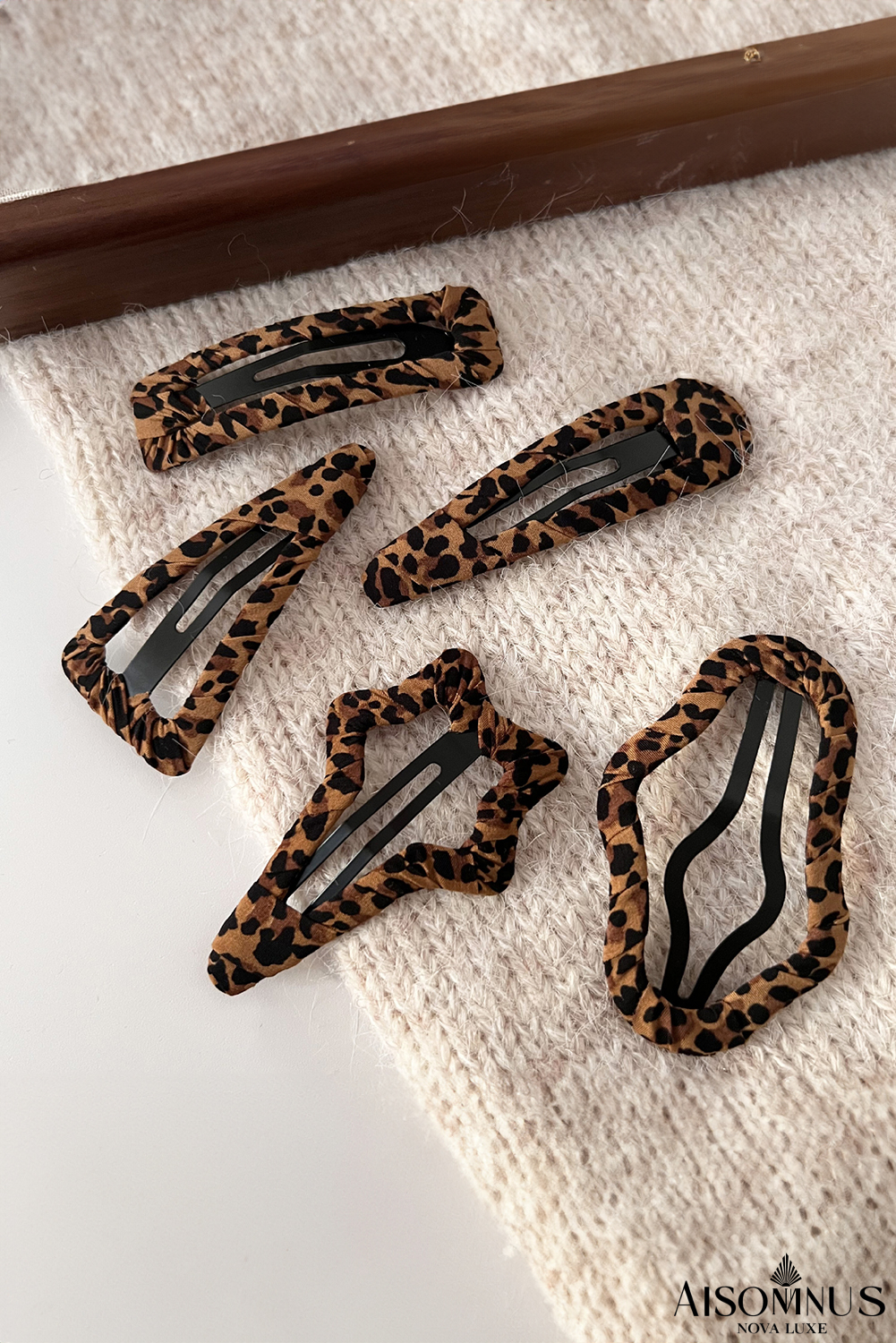 Chestnut Leopard Print Hollow Hair Clip