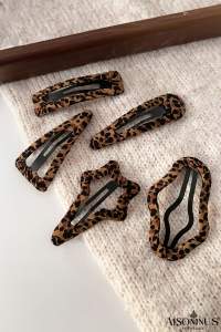 Chestnut Leopard Print Hollow Hair Clip