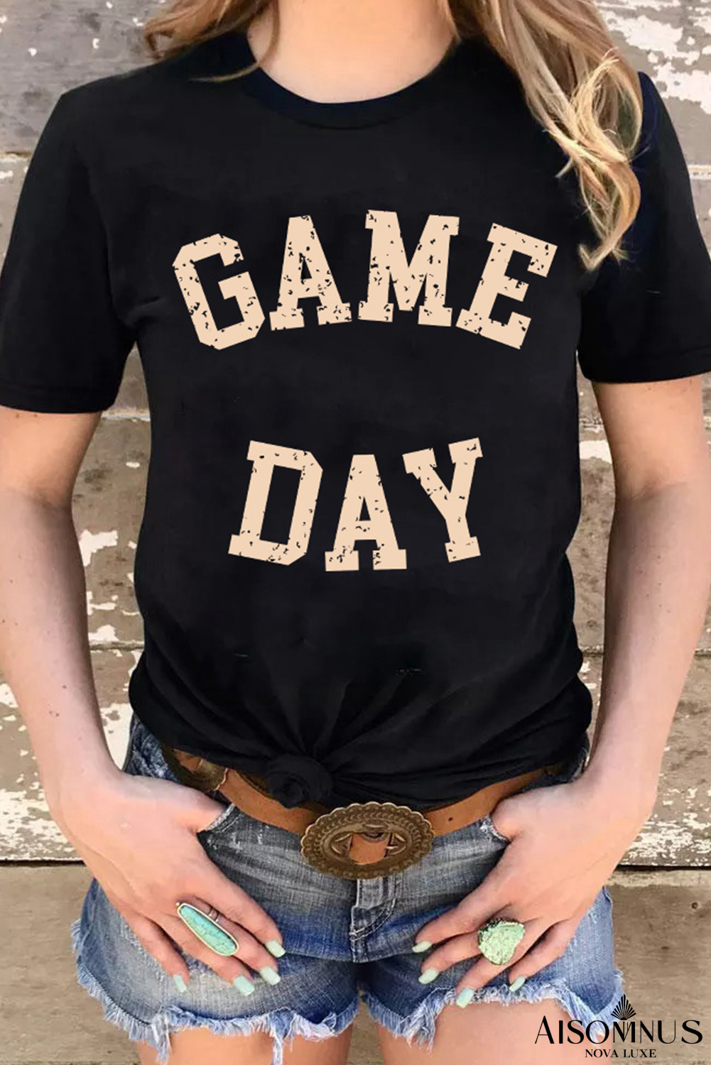 Black GAME DAY Crewneck Graphic T Shirt
