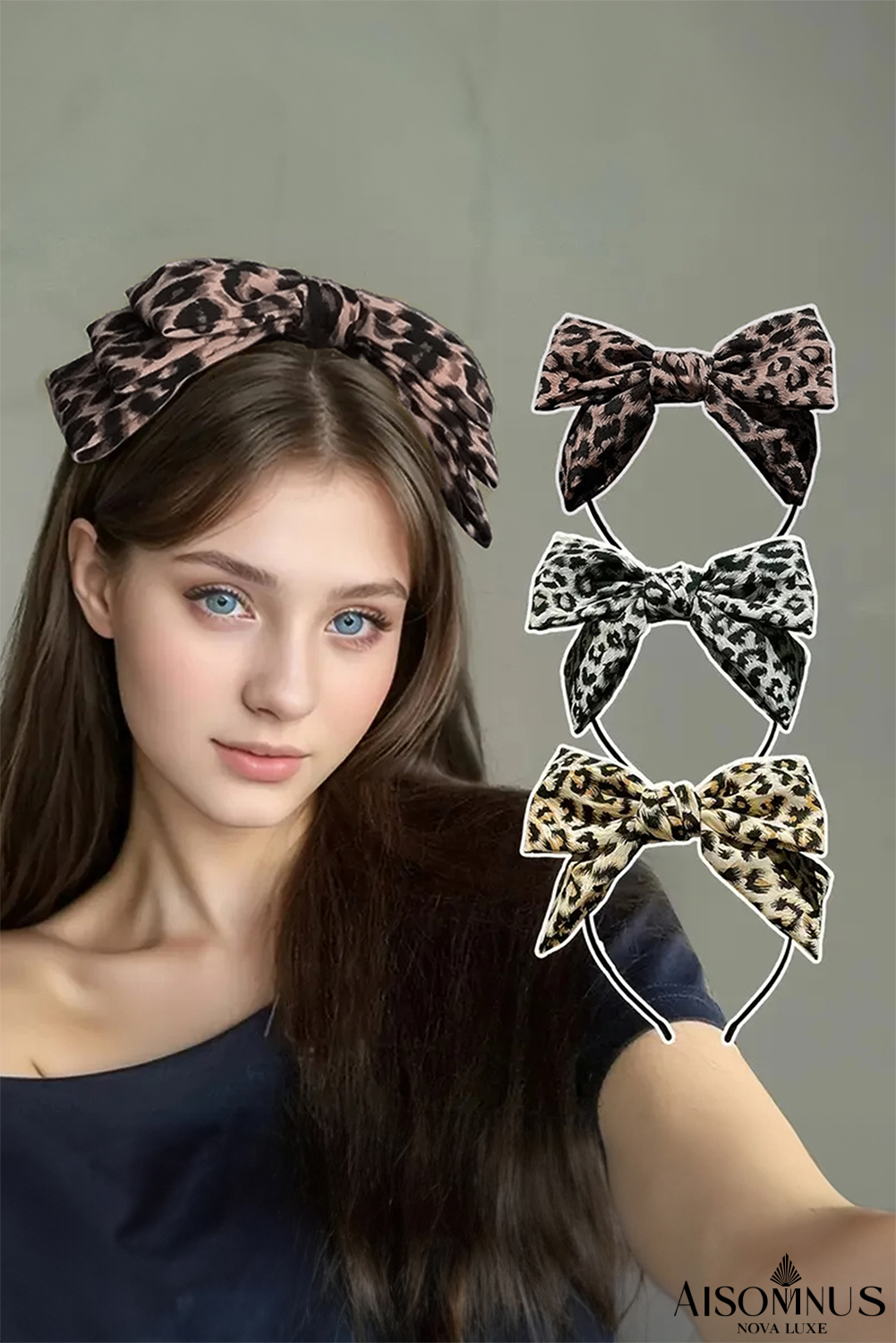 Thai Curry Leopard Print Bow Decor Headband