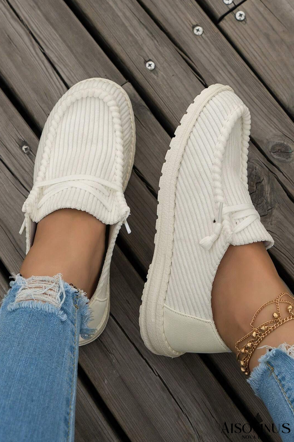 White Plain Lace Up Casual Shoes