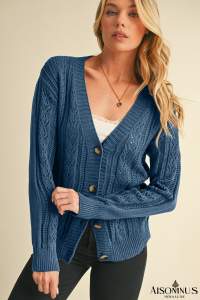 Real Teal Hollow Knit Drop Shoulder Cardigan