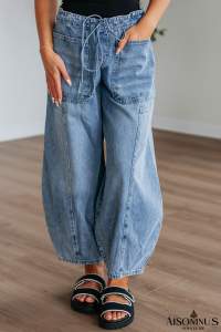 Myosotis Large Patch Pocket Drawstring Paperbag Waist Barrel Jeans