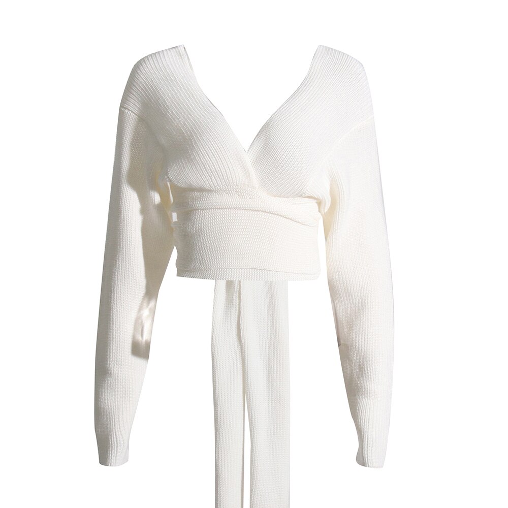 Ladies Open Back Knit Pullover Sweater