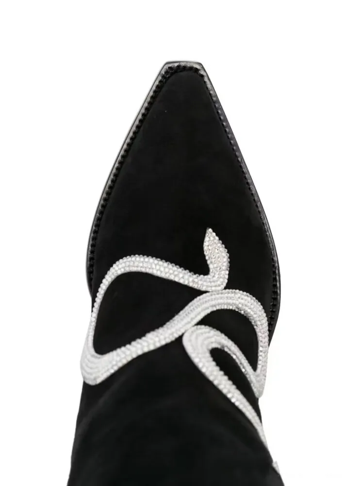 Autumn New Fashion Snake Rhinestone Design Ankle Boots for Women High Heel Sexy Pointed Dress Party Banquet Shoes Size 43