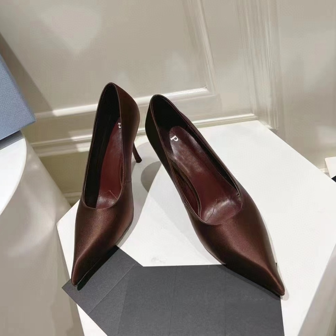 Luxury Brand Women Super High Heel Shoes Elegant Pointy Toe Ladies Satin Basic Shoes Summer Party Banquet Dress Shoes Women