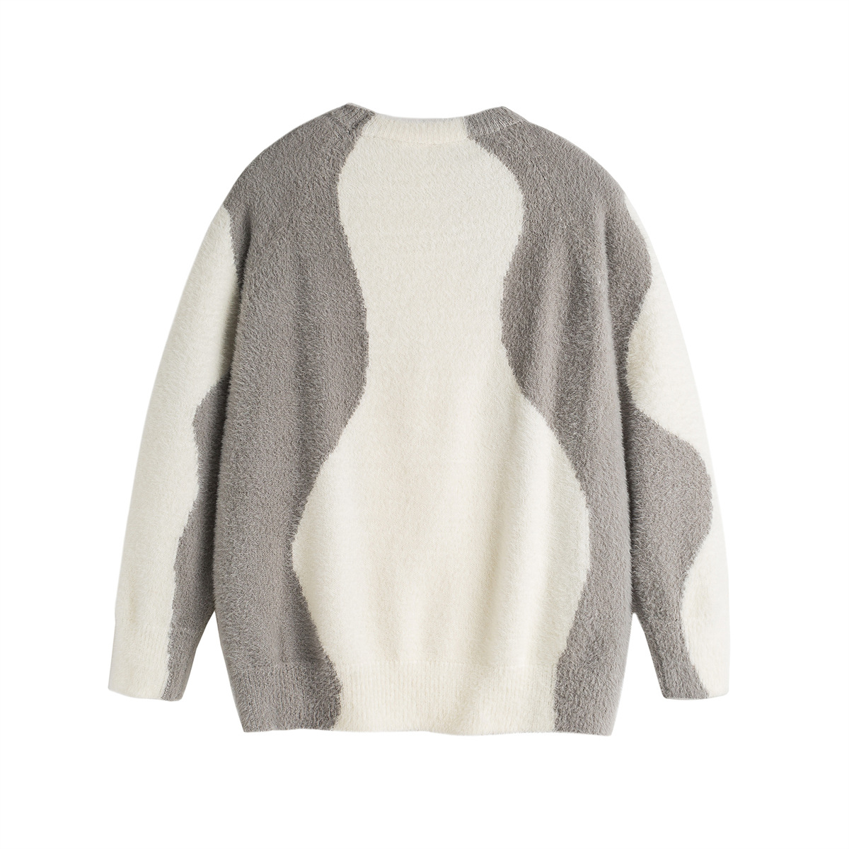 Oversized Long Sleeve Crew Two-Tone Workwear Sweater