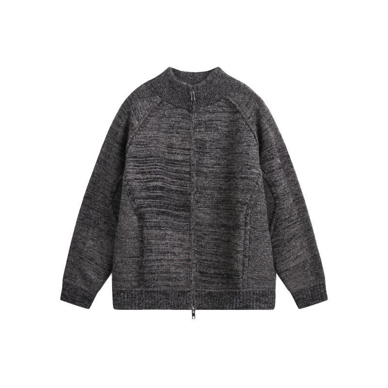 Japanese Workwear Jacquard Long Sleeve Oversized Cardigan