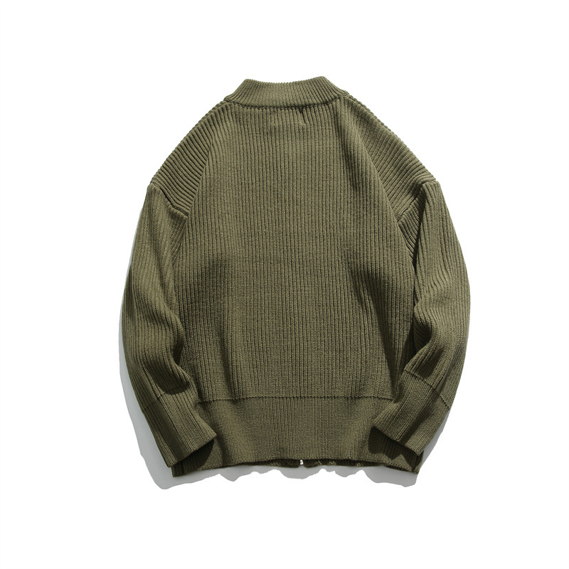 Japanese Workwear Plain Zip Front Cardigan