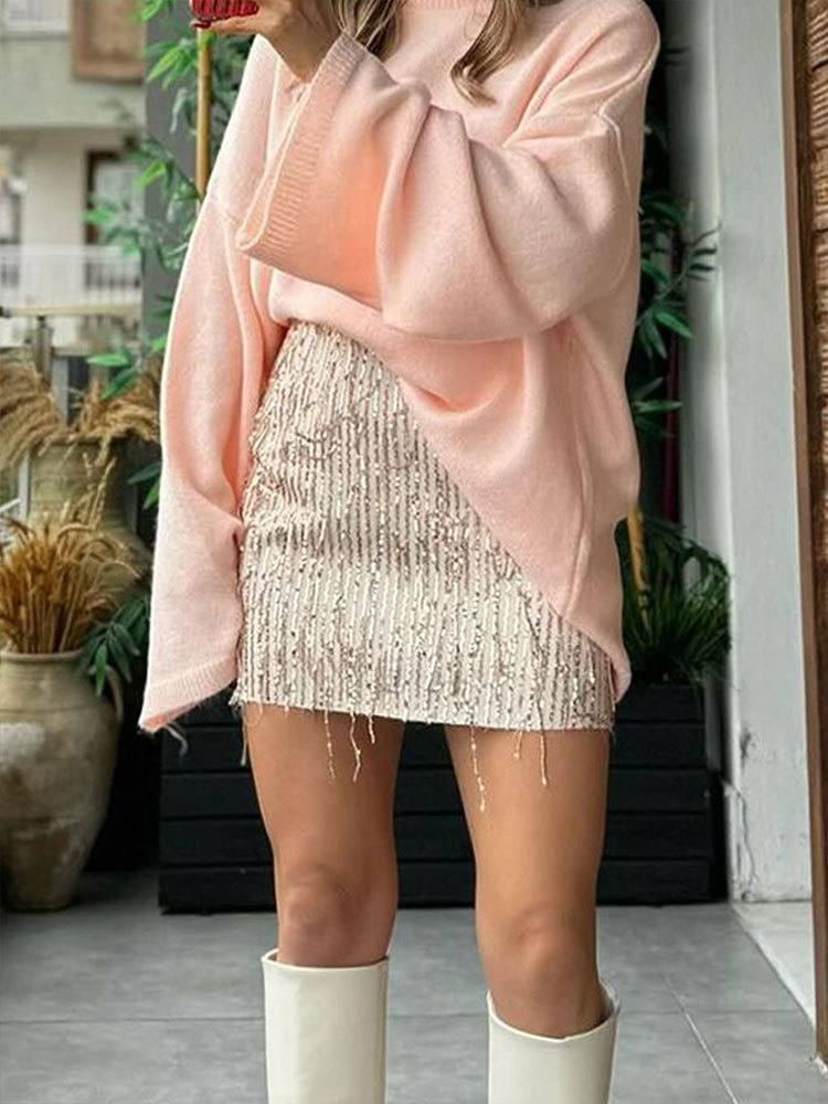 Sparkle Panel Empire Bodycon Skirt