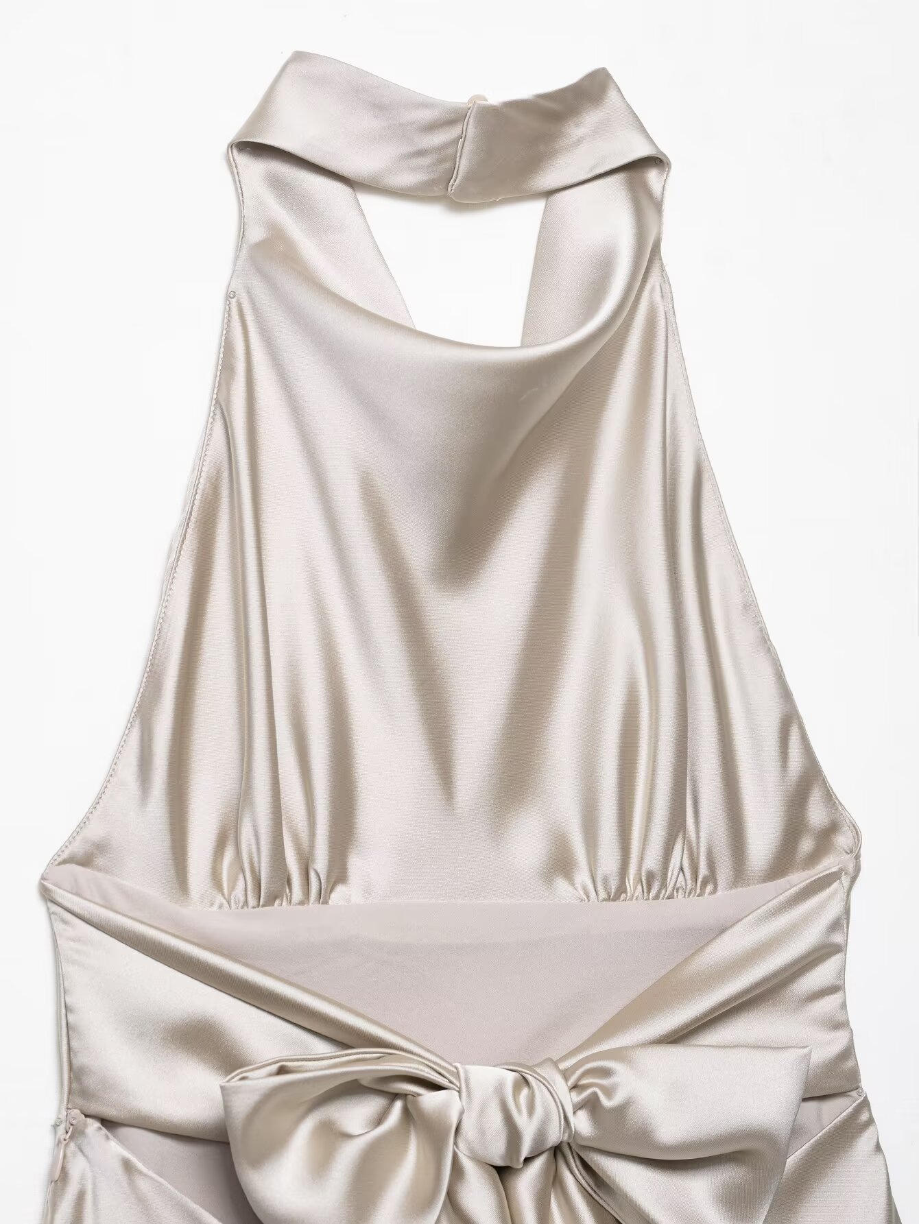 Sleek Open Back Crossover Drawstring Dress