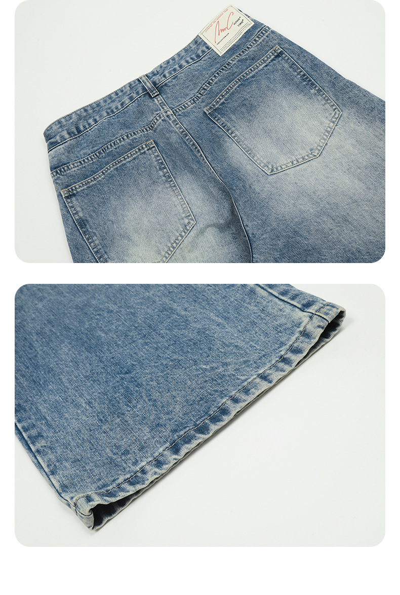 Jeans for Men and Women Water-Washed Flared Casual Slim Wide-Leg Long Pants